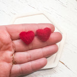 Puffy Heart Velvet/Fuzzy Heart Stud Connectors--Choose your colors!