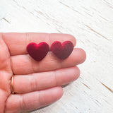 Puffy Heart Velvet/Fuzzy Heart Stud Connectors--Choose your colors!