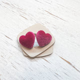 Puffy Heart Velvet/Fuzzy Heart Stud Connectors--Choose your colors!
