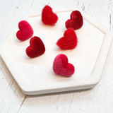 Puffy Heart Velvet/Fuzzy Heart Stud Connectors--Choose your colors!