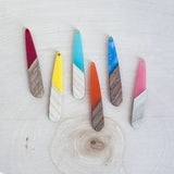 Wood and Resin Skinny TEAR DROP Pendants-----> Choose your colors!