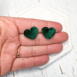Puffy Heart Velvet/Fuzzy Heart Stud Connectors--Choose your colors!