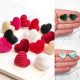 Puffy Heart Velvet/Fuzzy Heart Stud Connectors--Choose your colors!