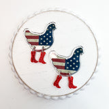 AP CHICKEN WITH BOOTS Acrylic Pendant-------> Choose Floral or FLAG
