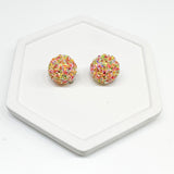 Glitter Dome YELLOW RAINBOW 18mm Stud Connector 3 pairs