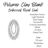 Polymer Clay  Earring Blanks EMBOSSED FLORAL OVAL – Lightweight DIY Jewelry Bases