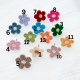 Mini Embroidered Fabric Flowers Earring Toppers (14mm)--->Lots of Colors!