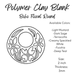 Polymer Clay  Earring Blanks BOHO FLORAL ROUND – Lightweight DIY Jewelry Bases