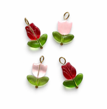 CHARM BAR Premium 18k Gold Plated and Stainless Steel BEADED FLOWER Charms-----> Choose your Color
