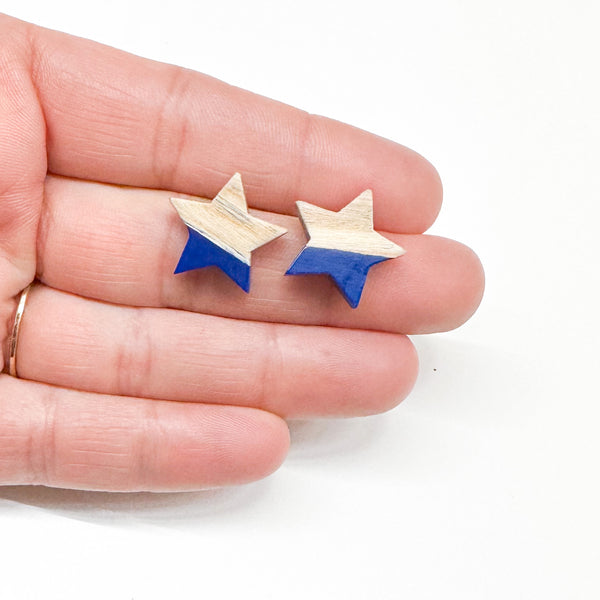 17mm Wood and Resin BLUE/STAR wood stud