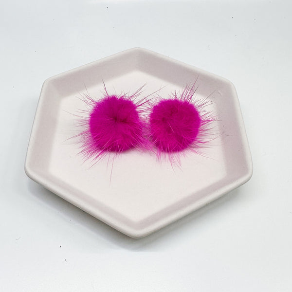 FF NEW Faux Fur HOT PINK Pom Stud Connector
