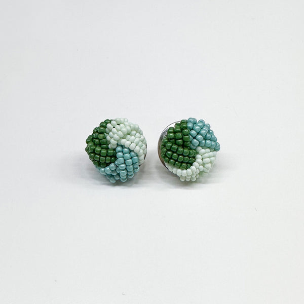 *Braided GREEN MIX Seed Bead Stud Connectors/Toppers