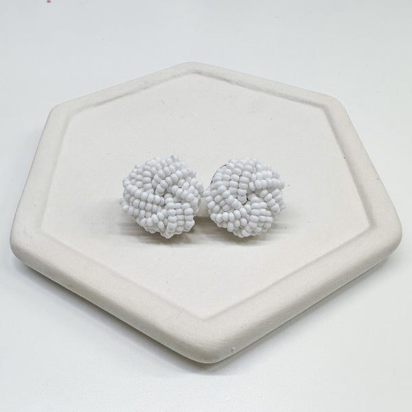 *Braided WHITE Seed Bead Stud Connectors/Toppers