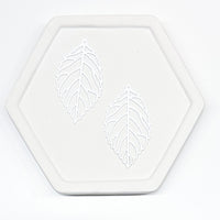 LCM Laser Cut WHITE LEAF filigree metal charms and connectors 5 pairs