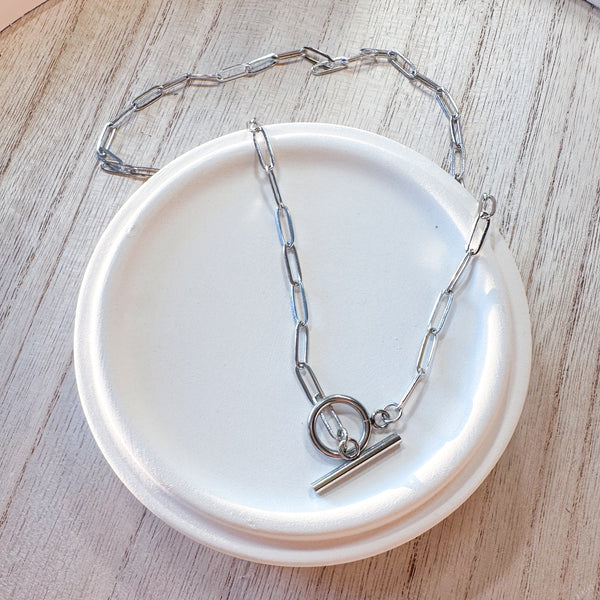 Premium Polished Stainless SILVER PAPER CLIP Necklace
