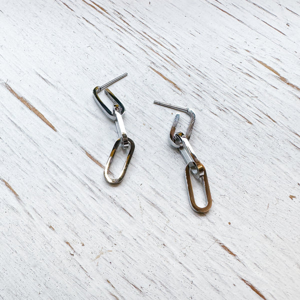 Premium SILVER SM PAPERCLIP Stainless Steel earring