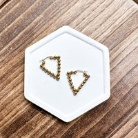 TRIANGLE BEAD STYLE Hoop Premium 18k Gold Plated Or Silver Earrings