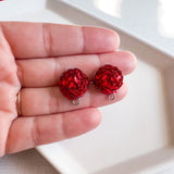 SQD 15mm RED 3 Pairs Sequin Dome Earring Topper/Connector