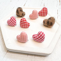 Puffy Heart Gingham/Prints Heart Stud Connectors--Choose your colors!