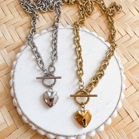 Premium 18k Plated and Stainless Steel CHUNKY HEART CHAIN Necklace------> Choose Gold Or Silver!