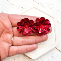 SEQUIN FLOWER Stud Toppers 30mm Lots of Colors!