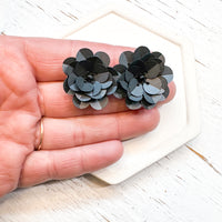 SEQUIN FLOWER Stud Toppers 30mm Lots of Colors!