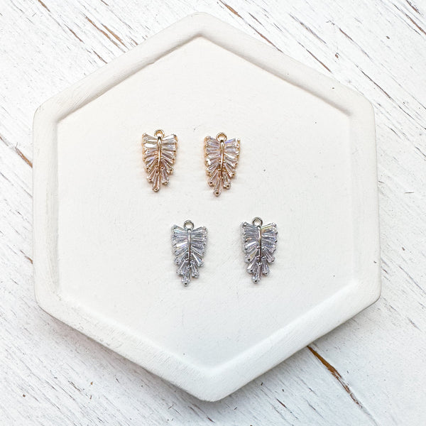 Pave FEATHER Charms Gold OR Silver