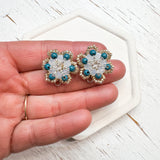 COLUMBINE Beaded Flower Stud Connectors