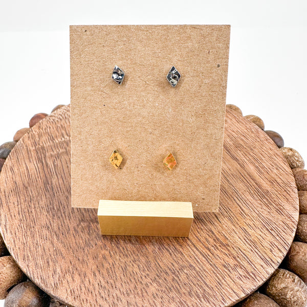 Premium 18k Gold Plated and Stainless Steel Hammered MICRO DIAMOND studs