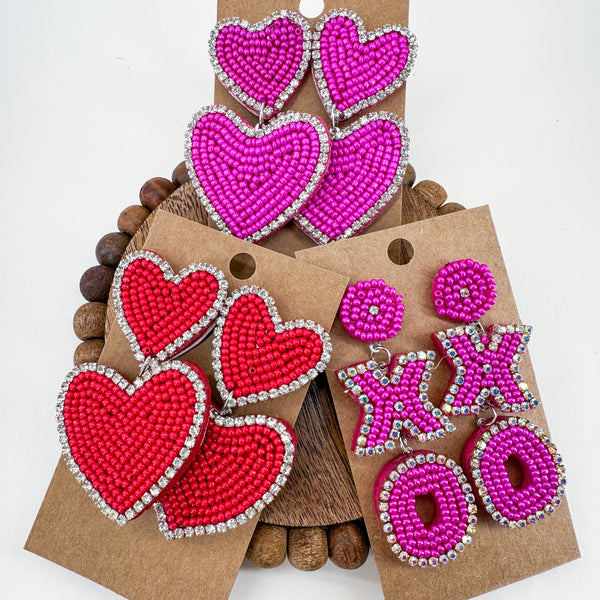 Beaded Statement Earring HEARTS AND KISSES---------> Choose your Style!