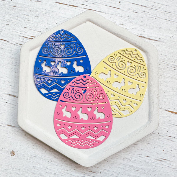 LCM Laser Cut EASTER EGG filigree metal charms CHOOSE YOUR COLOR 5 pairs