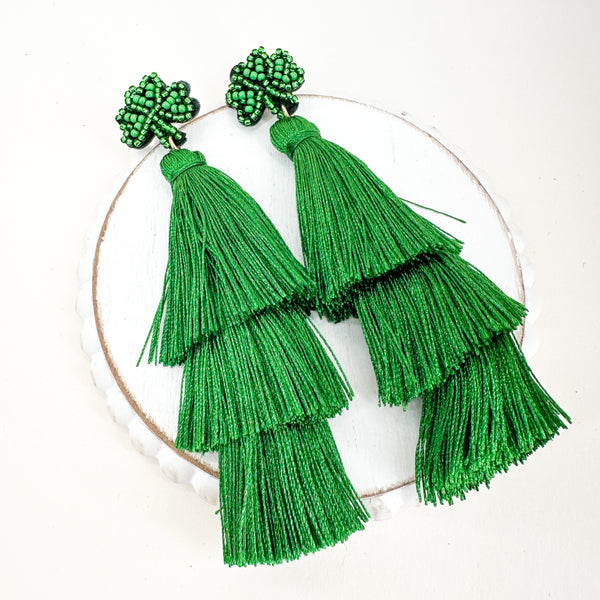 Beaded Statement Earring SHAMROCK TASSEL --------> Choose your Color!