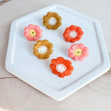 Embroidered Fabric Flowers Earring Toppers --->Lots of Colors!