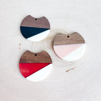 Wood and Resin Color Blocked Circle Pendants ------> Choose your Colors