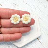 Embroidered Fabric Flowers Earring Toppers --->Lots of Colors!