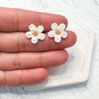 Mini Embroidered Fabric Flowers Earring Toppers (12mm)--->Lots of Colors!