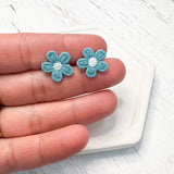 Mini Embroidered Fabric Flowers Earring Toppers (12mm)--->Lots of Colors!