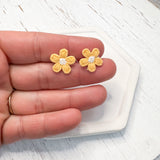 Mini Embroidered Fabric Flowers Earring Toppers (12mm)--->Lots of Colors!