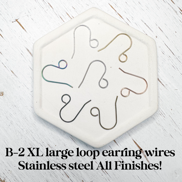 B-2 Large Loop Earring Wires----> Stainless Steel All Colors/Finishes