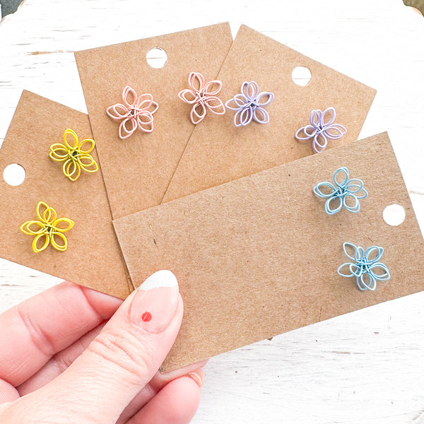 Delicate Wired Flower Studs------> Choose your color