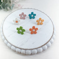 Mini Embroidered Fabric Flowers Earring Toppers (12mm)--->Lots of Colors!