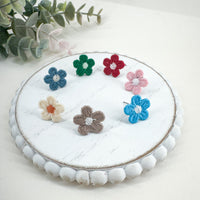 Mini Embroidered Fabric Flowers Earring Toppers (14mm)--->Lots of Colors!
