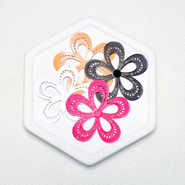 LCM Laser Cut Metal Charms MOD FLOWER Choose Your Color! NEW COLORS!