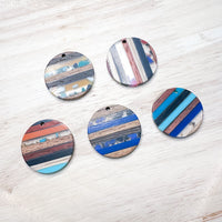 Wood and Resin Stripped Circles Pendants------> Choose your Color