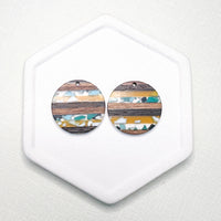 Wood and Resin Stripped Circles Pendants------> Choose your Color