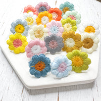 Embroidered Fabric Flowers Earring Toppers --->Lots of Colors!