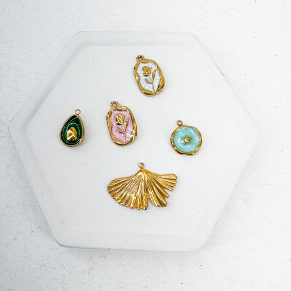 CHARM BAR Premium 18k Gold Plates and Stainless Steel w/ Enamel Charms-----> Choose Your Color/ Style