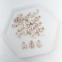 CHARM BAR Alloy/Enamel Charms WHITE LETTERS Charms-----> Set of all 26 Letters!