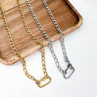 Premium Carabiner CHARM NECKLACE 18k Plated and Stainless Steel Polished Thick Necklace-----> Choose your Color!