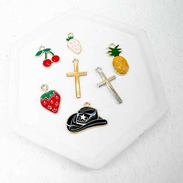 CHARM BAR Alloy/Enamel Charms FRUITS and FUN Charms-----> Choose Your Color